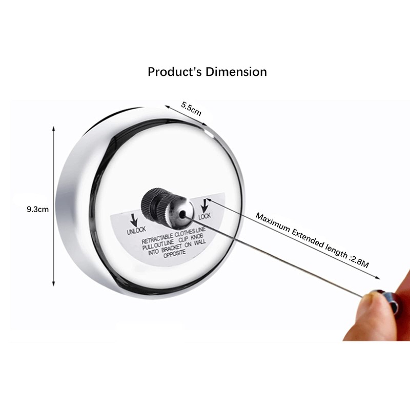 Single Retractable Washing Line 304 Stainless Steel for Shower Bathroom