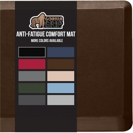 GORILLA GRIP Comfortable Cushioned Kitchen Mats for Floor, Waterproof and Stain Resistant Soft Top, 3/4 Inch Thick Ergonomic Standing Desk Anti Fatigue Mat, Foam Supports Ankles and Feet, 17x24, Brown