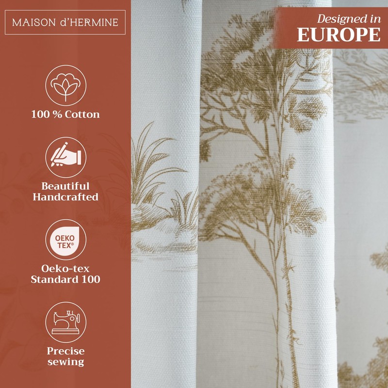 Maison d'Hermine Curtains for Living Room 100% Cotton 84 inch