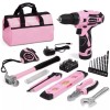 WORKPRO 12V Pink Cordless Drill Driver Set Home Tool 61PC