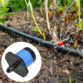 M METERXITY 10 Pack Irrigation Dripper Sprinklers - Gardens Lawn 360 Degree Adjustable Emitter Dripper Apply to Watering System (29mm Black, Blue)