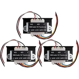 OSD Audio Commercial 70V Transformer for Speakers, 20W, 15W, 10W, 5W (1, 3, (3 Pack)