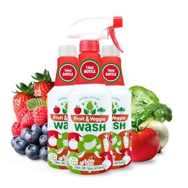 Dr. Robaina Fruit & Veggie Wash – Produce Cleaner Spray 16 fl oz | Removes Waxes & Harmful Residue | No Aftertaste | Baby-Safe Plant-Based Formula | Made in USA