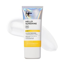 It Cosmetics Hello Sunshine Invisible - Bloqueador Solar Facial, Serum Hidratante y Prebase sin Color, con 1% de Pro-Vitamina B5 y Ácido Hialurónico, FPS 50, para Todo Tipo de Piel, 50 ml