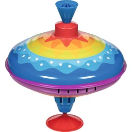 goki 53778 - Humming Spinner Colour Dance Made of Tin Colourful Spinning Top Brings Joy and Fun to the Children's Room, Classic Swing Spinner with Base, 21 cm High, from 1 Year