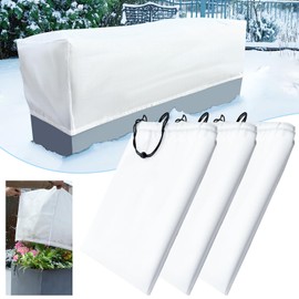 Vecacosic 3 Pcs Rectangular Winter Plant Box Covers Freeze Protection with Drawstring 2.36 Oz/Yd² Raised Bed Planter Box Frost Protection Covers for Plants in Winter Outdoor (59.1×15.7×17.7 in)