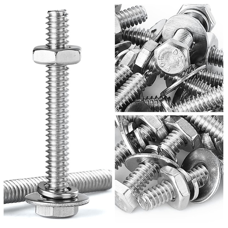 #10-24 x 3/4" Hex Head Bolts Screws, Nuts, Flat and