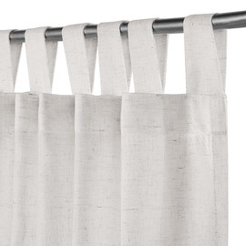 FantasDecor Linen Sheer Curtains 96 Inch Length 2 Panels Tab Top for Living Room Bedrrom Light Filtering Window Drapes Neutral Country Rustic Farmhouse Boho Blinds, Off White