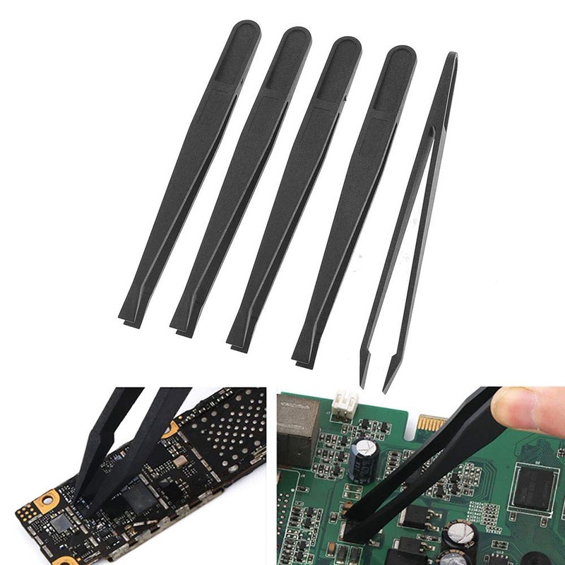 10 Pcs Plastic Slant Flat Tip Tweezers Anti-Static for Electronics,