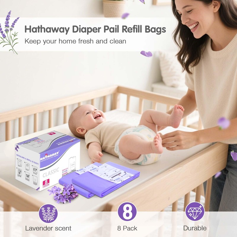 Refills Compatible with Dekor Classic, 30% Extra Length Diaper Pail
