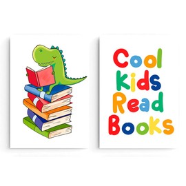 NUBUNI Original Poster | Accessories and Decorations | Deco Baby Bedroom | Wall Decoration Children's Bedroom | Poster Bedroom | Picture Bedroom | Frame Not Included | Dino Reading