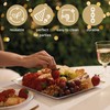 MATANA 6 White Plastic Serving Platters with Gold Border, Food