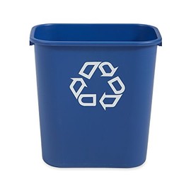 Rubbermaid Wastebasket Recycling Medium 28 Qt / 7 Gal Blue Deskside Trash/Garbage Container/Bin, for Home/Office/Under Desk