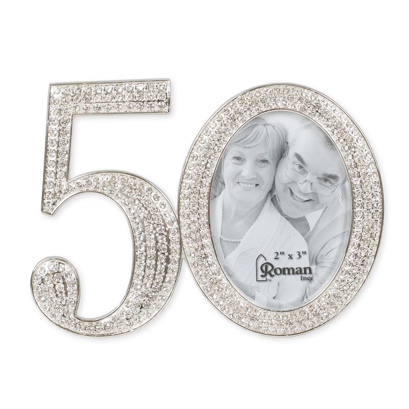Roman - 3.25"H 50TH RHINESTONE FRAME HOLDS 2X3