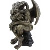Ebros Winged Ram Horned Gargoyle Sitting On Cathedral Pedestal Statue