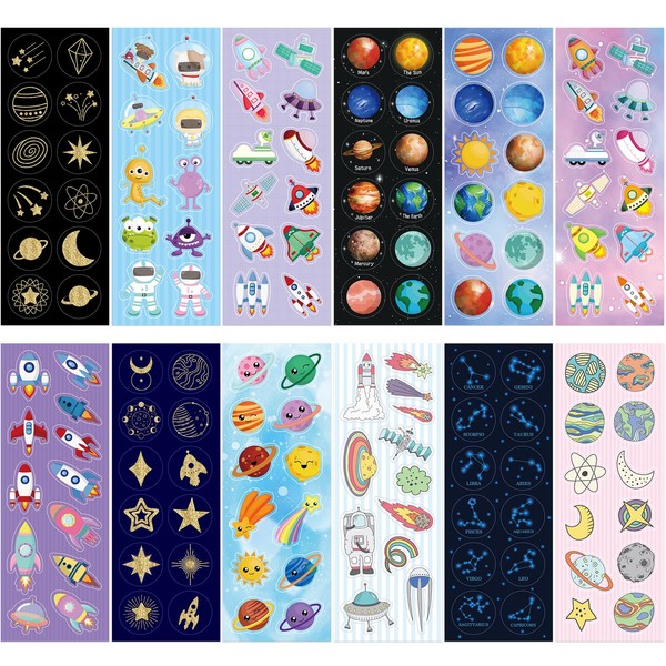 Space Stickers for Kids Assortment 120 Sheets 1440 Solar System Stickers Holiday Birthday Party Favors Classroom