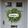 Artificial Eucalyptus Leaf Welcome Wreath for Front Door - Faux