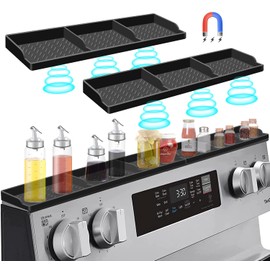 Hydream Stove Top for Silicone Shelf,30 Inch Magnetic Shelf Over the Stove Spice Rack,Kitchen Shelf for Above Stovetop Organizer Magnet Flat Back of Stove Storage Suctioned for The Stove-Black