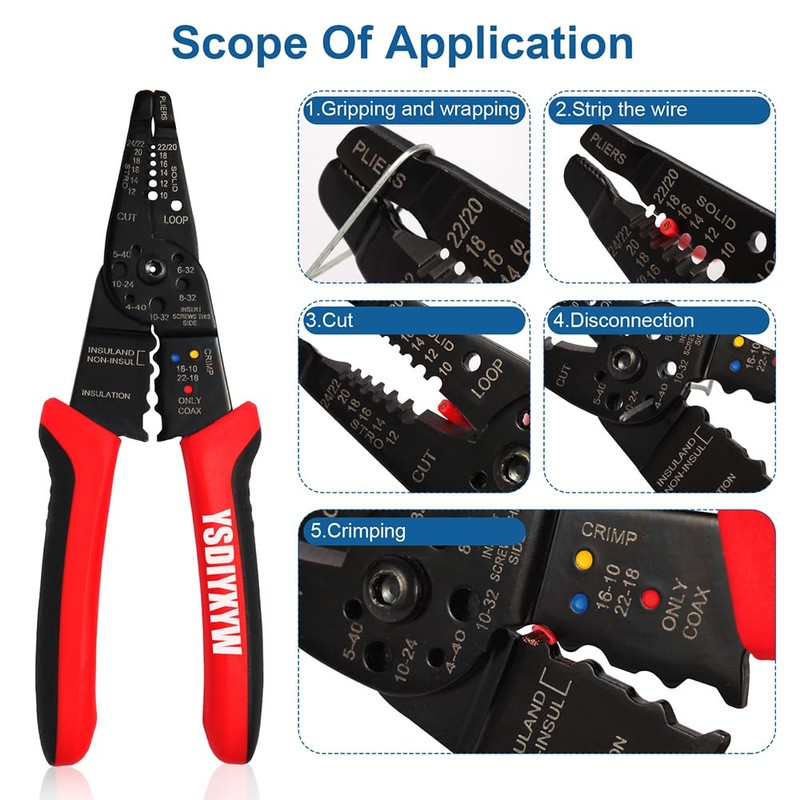 YsDiYxYw Wire Stripper, 3rd Generation Wire CrimpingTool, 8IN Professional Wire