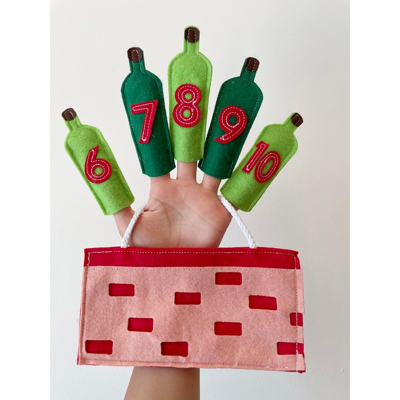10 Green Bottle Nursery Rhyme Finger Puppet