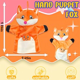 Cute Fox Hand Puppet Plush Toys, Finger Family Puppets for Toddlers and Kids 4-8, Funny Fox Plushies, Animal Plush Parent-Child Interaction Toys, Party Favors, Easter Basket Stuffers