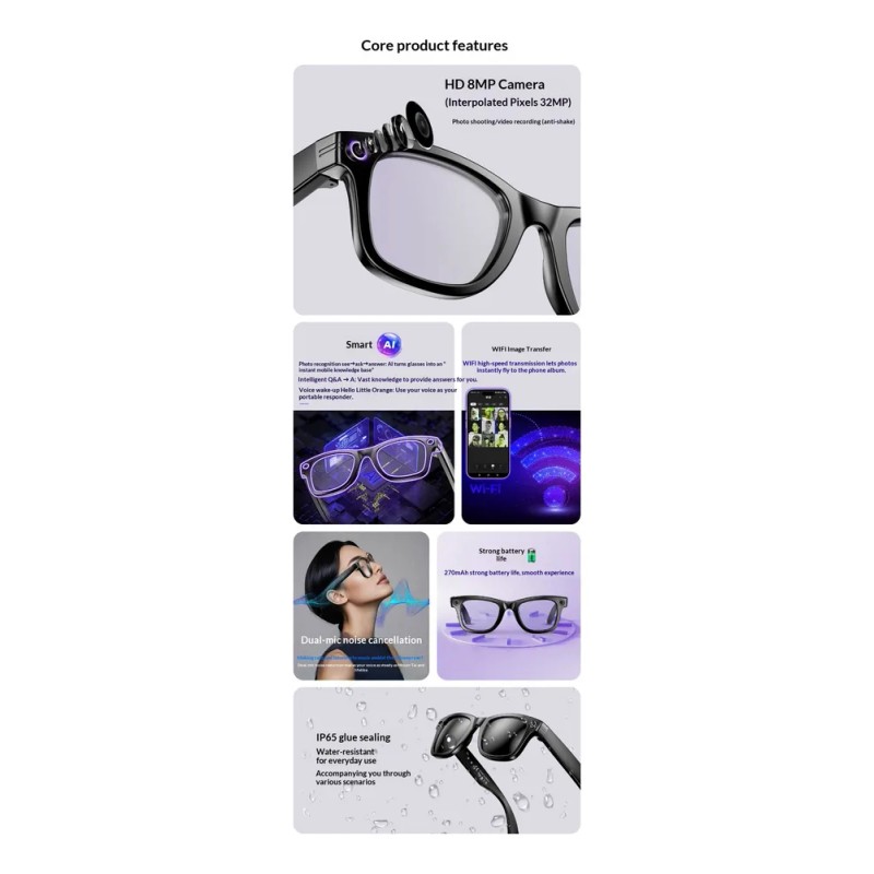 Gafas Inteligentes Ai, Cámara De Alta Definición, Traducción