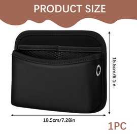 Napa Leather Car Side Pocket Organizer, Universal Car Sewn Seat Side Front Seat Console Pocket Car Gap Filler Seat Organizer Storage Box, Car Storage Organizer Bag for Phone Keys Coins Glasse (Black)