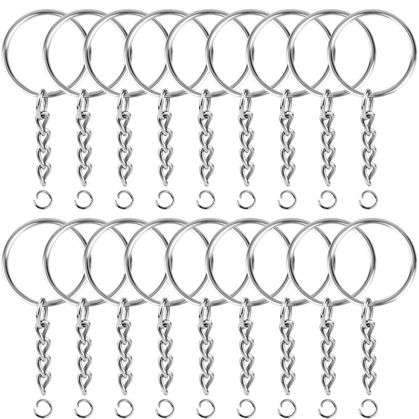 150 Sets 25 mm Key Ring with Chain Key Ring
