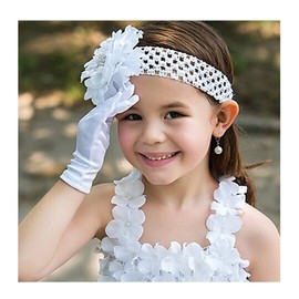 Girl's Holiday, Wedding, or Pageant White Satin Gloves Princess Glove
