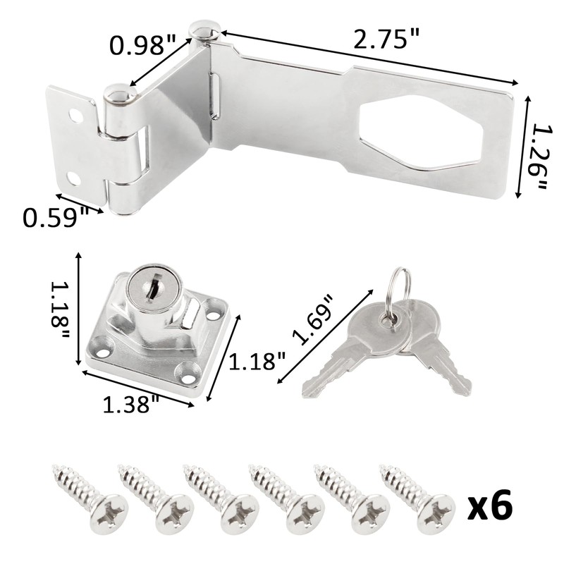 HOWDIA 3 Inch Keyed Door Lock Hasp Latch, Stainless Steel
