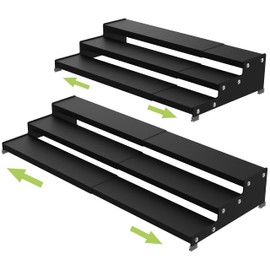 Jojocross Spice Rack Organizer for Cabinet, 3-Tier Expandable Spice Storage, Great for Kitchen Cabinet,Cupboard,Pantry and Countertop More 2 Packs/Black