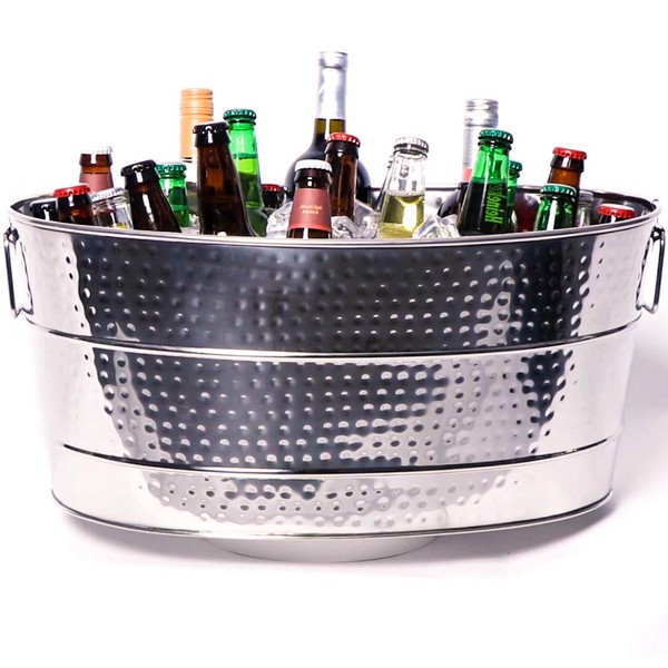 BREKX Aspen Heavy-Duty Oval Stainless Steel Bucket - Metal Large