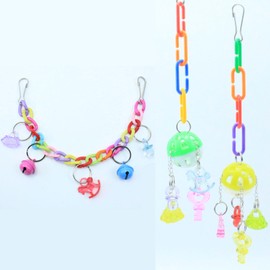 3-pcs Interactive Parrot Toy Set, Including 1 Parrot Swing with a Bell and 2 Pull-Out Intelligence Training Bells, Suitable for Chewing, Training, and Intellectual Stimulation