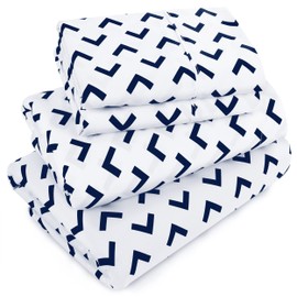 Utopia Bedding Queen Sheet Set, Soft Microfiber 4 Piece Bed Sheets with 15" Deep Pocket - Easy Care Brushed Microfiber (Arrows - Navy)