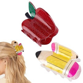 School Hair Clips, Teacher Pencil Hair Clip, Teacher Claw Clip, Back to School Apple Claw Clips