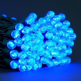 SWEET SHINE 100 Blue Raspberry One-Piece LED Christmas Lights, 33 ft Green Cord High Waterproof UL Certified G12 Outdoor String Lights (Blue)