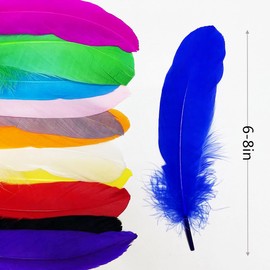 120PCS Colorful Long Goose Feathers 6-8in,12 Colors,Bulk Colored Natural Feathers for Crafts (15-20CM),for Wedding Dress and Party Decoration,DIY Fabricating Handicraft Article (Colorful)