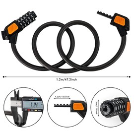 Fenxyo Bicycle Locks with Numbers, Bicycle Lock High Security for Children with Resettable Combination Lock, 120 cm, Waterproof, Without Key, Bicycle Accessories for Bicycle, E-bike, Mountain Bike