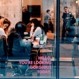 Waterproof Affirmation Vinyl Decal Sticker 15.24x5.4cm Inspirational Quote Home Decor Aesthetic Peel & Stick for Bedroom, Bathroom, Office, Cafe, Laptop, Car (Hello You're Looking Gorgeous Today)