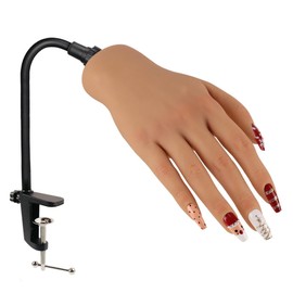 Mano de entrenamiento de práctica de uñas para uñas acrílicas con soporte de soporte, mano de maniquí de silicona suave, flexible y flexible, para práctica de uñas, herramienta de práctica de arte