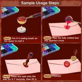 xxxHOLIC Sealing Wax, 24 Colors 360 Pcs Starter Set with Melting Spoon & 10 Tea Lights, Wax for Stamp Seals, Invitations, Journal, DIY Gift for Stationery Lovers (Simple kit, 360)