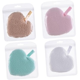 Artibetter Esponjas Desmaquillantes Faciales Reutilizables 4 Piezas Forma de Corazón Colores y Esponja Limpiadora Facial para Uso Casa y Viajes