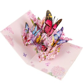 3D Butterflies Cards Fly Out Flowers Mother's Day Pop Up Card, Present for Birthday, Wedding, Anniversary, Thank You, Get Well, All Occasion, Foldable Celebration Cards for Mother, Women, Grandma, Daughter, Sister