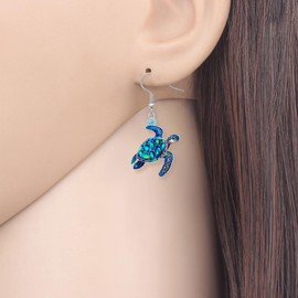 SHIGIE Acrylic Adorable Blue Sea Turtle Earrings Charming Tortoise Dangle Ocean Animals Hawaiian Jewelry For Women Beach Lovers Gifts (Sky)