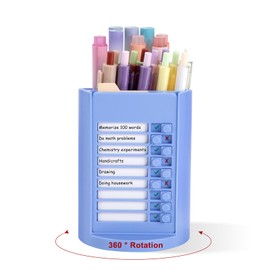 ZLLkeji Rotating Desk Organiser with To-Do List, Space-Saving Pen Holder, Children for Pens and Office Accessories, Made of Sturdy ABS Plastic, Ideal for Home Office & School, Blue