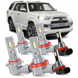 Fit For 2010-2020 Toyota 4Runner Front Light Bulbs Replacement,High Beam Low Beam and Fog Lights Bulbs Combo Pack, 6500K White Direct 1:1 Plug-and-Play Super Bright Bulbs, Pack of 6