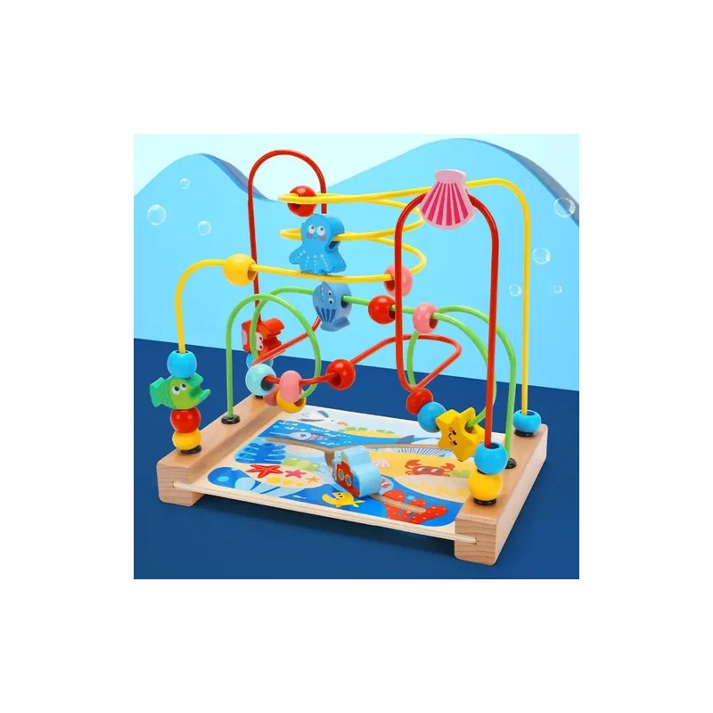 Juego Laberinto Interactivo Montessori De Madera Cuentas