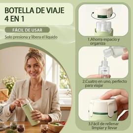 2pcs 4 en 1 Dispensador de Artículos de Aseo,4 Botellas de Viaje de 30ml a Prueba de Fugas,con Etiquetas en inglés,Envases para Viaje Recargables,Accesorios Kit de Viaje para Aseo Personal (2pcs-V)