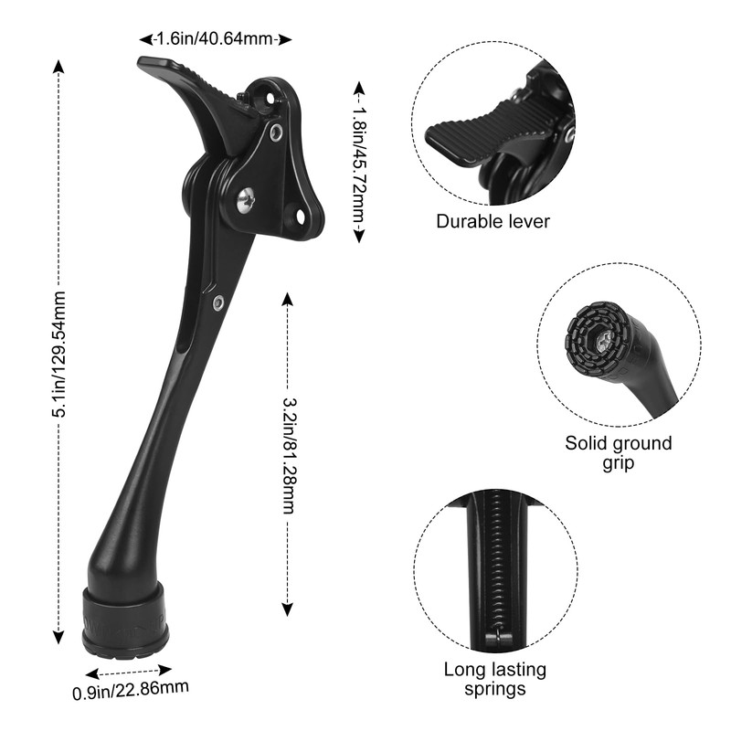 6 Inch Black Kick Down Door Stoppers for Bottom of