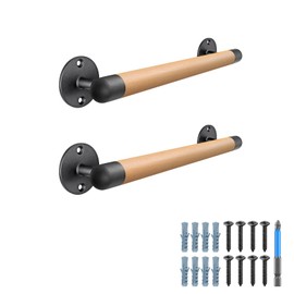 15" Wood Handrail Wall Mount Handrails for Indoor Stairs, 2Pcs